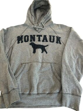 Blue 84 Montauk Grey Pullover Hoodie Sweatshirt with Dog Appliqué